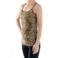 thumbnail image 2 of Womens Brown Leopard Print Casual Spaghetti Racerback Vest Tank Top, 2 of 4