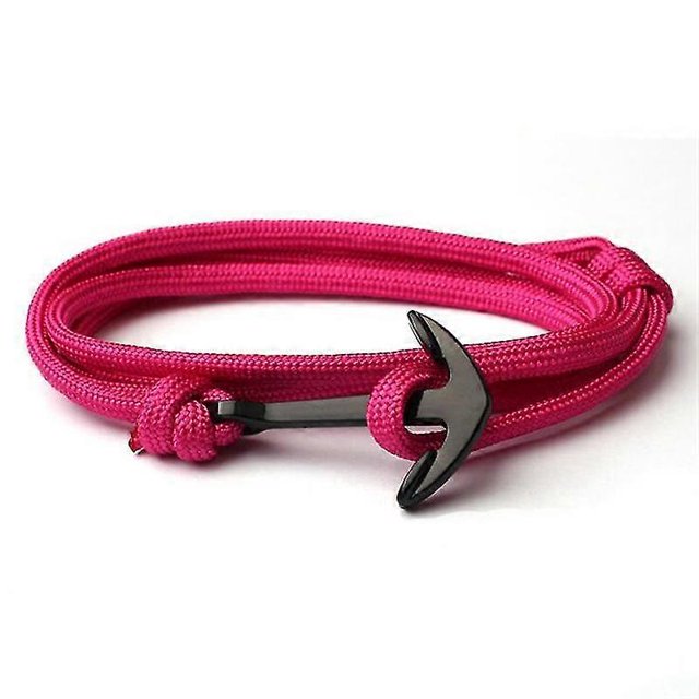 Pulsera de ancla negra de alta calidad con dije de cadena de cuerda de supervivencia L--12-Código de modelo 8654 12