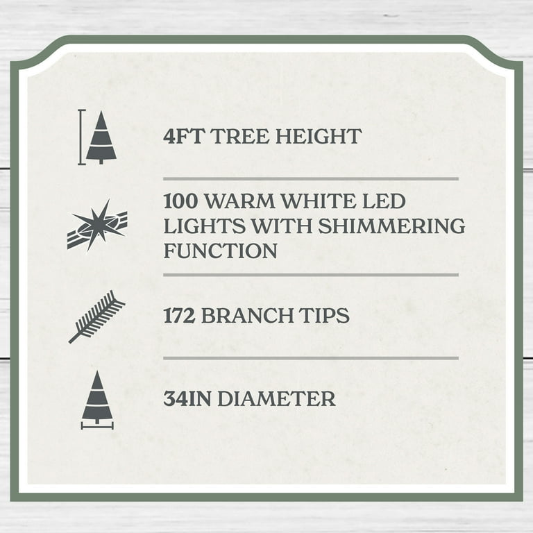 My Texas House 4ft Pre-Lit Cypress Artificial Christmas Potted Tree, 100 Warm White Twinkle LED, Green