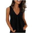 thumbnail image 4 of Womens Solid Color Tank Top V Neck Tops Cami Tank Tops Hem Tie Back Sleeveless Backless Shirts Black, 4 of 9