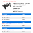 thumbnail image 2 of Left Transmission Mount - Compatible with 1991 - 1996 Ford Escort 1992 1993 1994 1995, 2 of 2