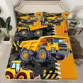 thumbnail image 2 of Erosebridal Construction Truck Sheet Set Twin, Yellow Tractor Bedding Sets Twin Size, Cartoon Car Decor 3pcs, 2 of 7