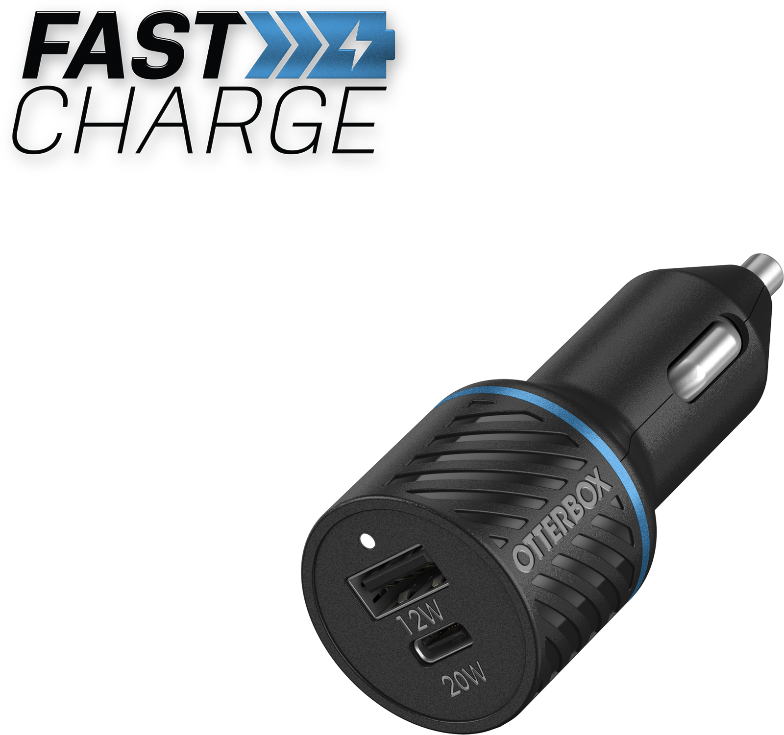 OtterBox Strive Series Dual Port 32W Car Charger - 20W Fast Charge USB-C and 12W USB-A - Blue Night