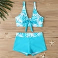thumbnail image 5 of Jjayotai No Boundaries Women's Bikini Sets 2 Piece, Tropical Print Swimsuit, Halter Top & Boy Short Bathing Suit, Womens Swimwear, Cute Bikinis Blue~ XXXXXL, 5 of 6
