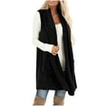 thumbnail image 4 of UAMVSH Womens Fleece Vest Sherpa Warm Sleeveless Long Jacket Cozy Fuzzy Open Front Cardigan Overcoat with Pockets Winter Clothing, 4 of 6