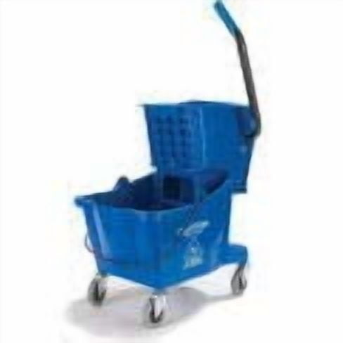 Carlisle 26-Quart Mop Bucket With Side-Press Wringer – Polypropylene, Green, With Swivel Casters For Commercial Floor Cleaning