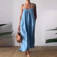 thumbnail image 4 of JBXKXYW Dresses for Women Women's Spring and Summer Casual Cotton and Linen Suspenders Dress Dresses Sundress Sun Dress (Blue,XXL), 4 of 6