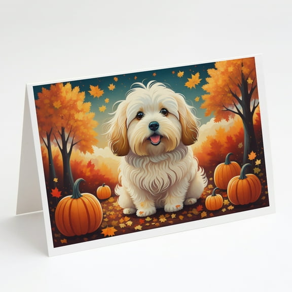 Coton De Tulear Fall Greeting Cards and Envelopes Pack of 8 7 in x 5 in