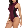 thumbnail image 6 of VSSSJ One-Piece Swimsuit Women's Sleeveless Diving Suit Sexy Summer Beach Surfing Zipper Swimwear Slim Patchwork Athletic Bathing Suit, 6 of 9