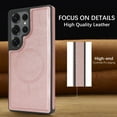 thumbnail image 6 of Magnetic Case for Samsung Galaxy S24 Ultra, Wireless Charging, Magnetic Car Mount Support, PU Leather Slim Flexible Bumper Protective Cover Skin-Feel Microfiber for Samsung Galaxy S24 Ultra, Rosegold, 6 of 6