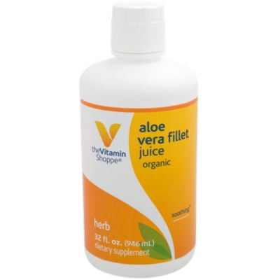 The Vitamin Shoppe Organic Aloe Vera Fillet Juice  No Water Added  Soothing for Digestive Discomfort (32 Fluid