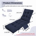 thumbnail image 2 of PUKNLY 6 PCS Chaise Lounge Chair Cushion Outdoor, 67*22*4 in Thickened Leisure Lounge Deck Chair Cushion, Waterproof & Fade-Proof Patio Pool Sun Lounger Pad with Straps, Bag, for Pool, Beach, Balcony, 2 of 7