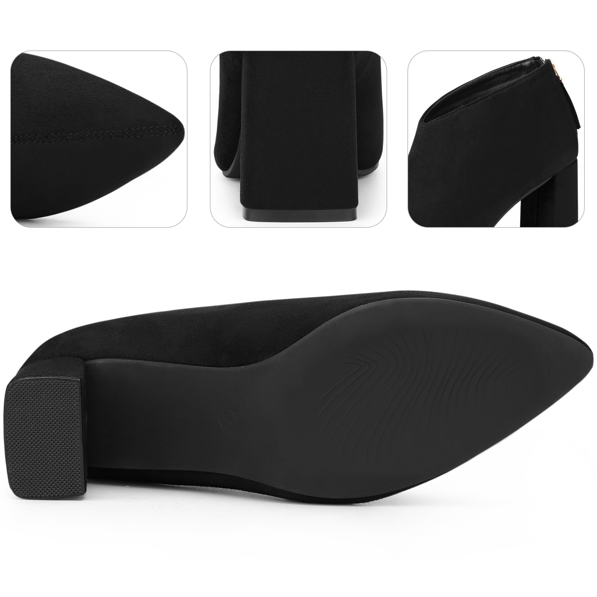 DARING DIVA Women's Pointed Toe Cutout Block Heel Ankle Booties Black 10