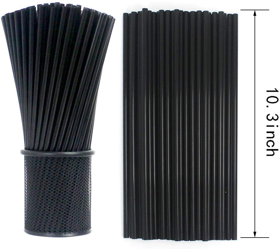 Tomnk 500pcs 10.3 Inches Drinking Straws Black Plastic Straws 