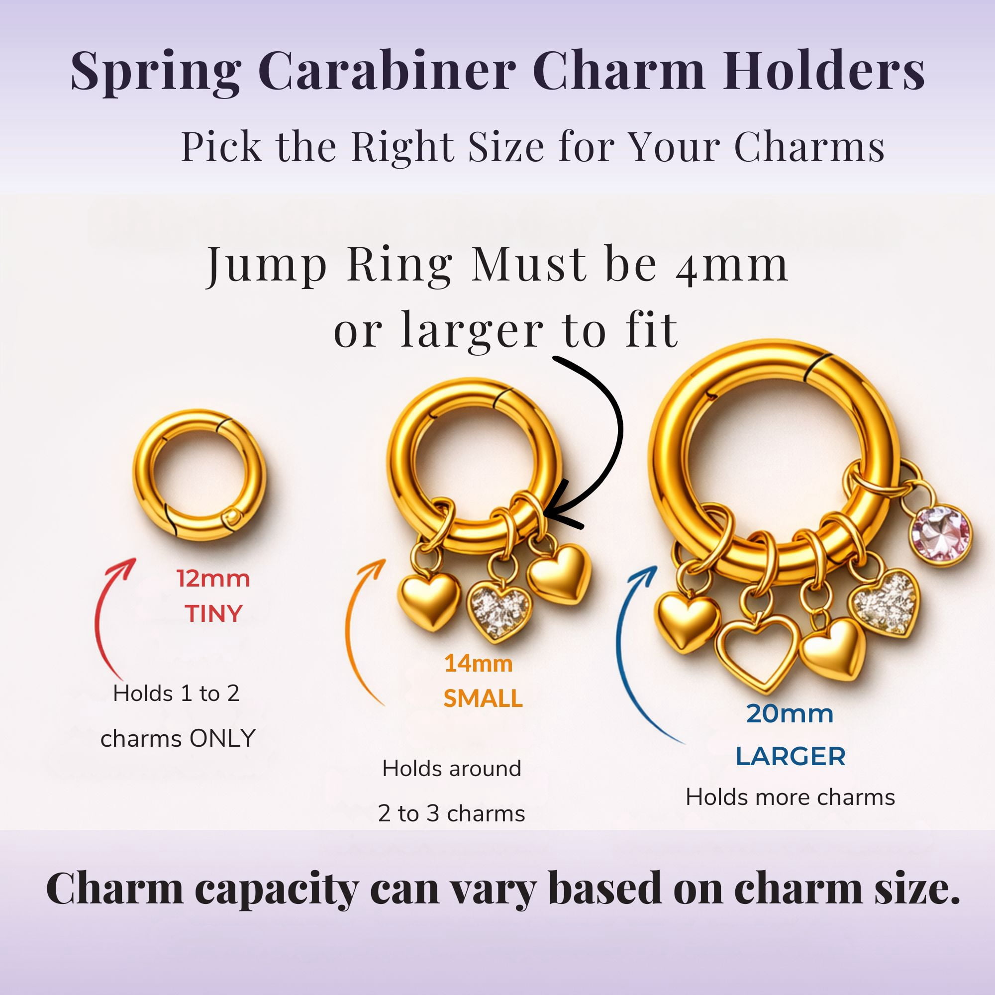 Carabiner Charm Necklace for Women O Link Chain Round Holder Stainless Steel by Ginger Lyne
