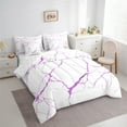 thumbnail image 4 of Manfei Marble Texture Road 7pcs Bedding Comforter Set,Modern Minimalist Artistic Queen Bedding Sets,Purple White Queen Sheet Sets For Adults,Microfiber Room Decoration, 4 of 9