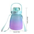 thumbnail image 2 of Botella de agua plástica de paja de dibujos animados de taza de barriga grande de color degradado de 1300 ml verde Ehuebsd Libre de BPA, 2 of 2