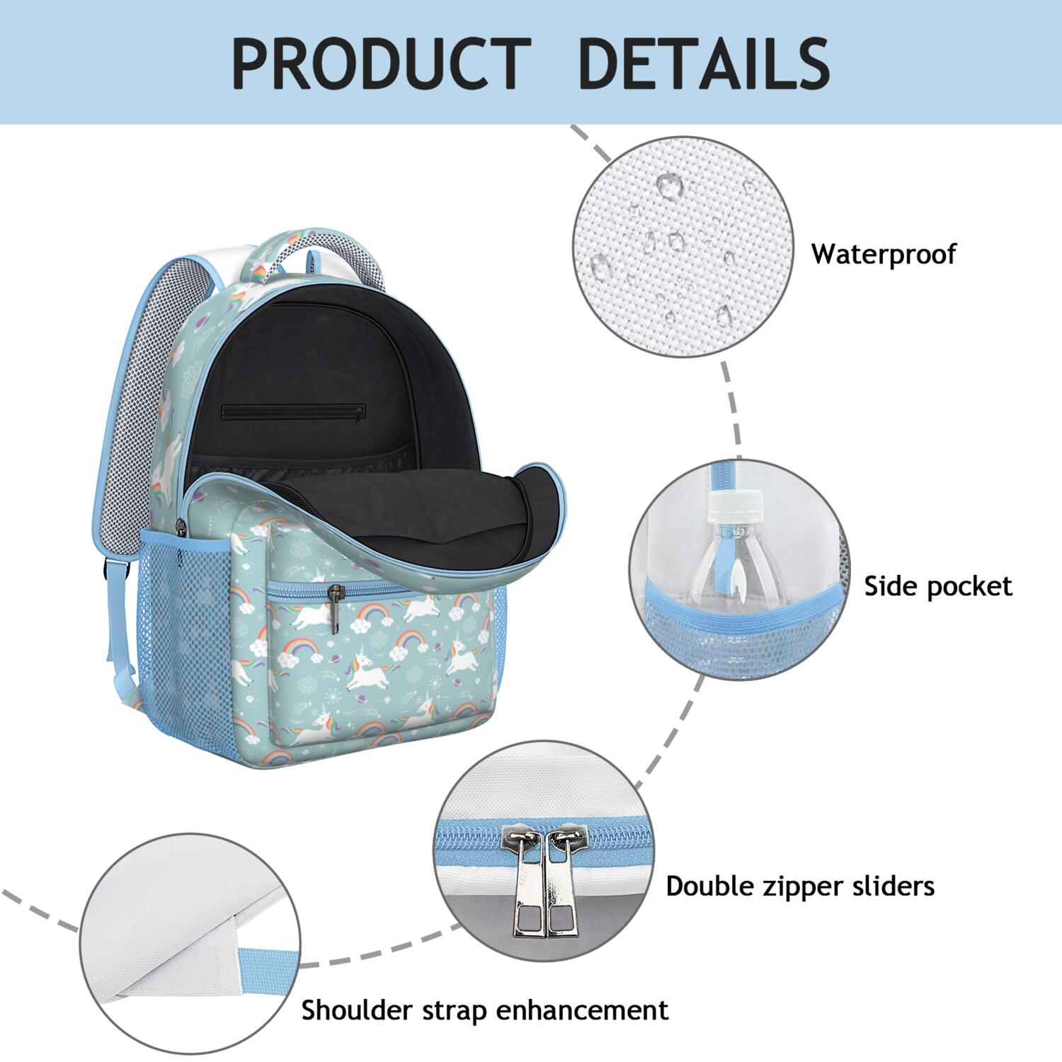 Unicorn & Butterfly Fantasy Backpack - Waterproof Ergonomic School Bag for College Students with Stylish Modern Design