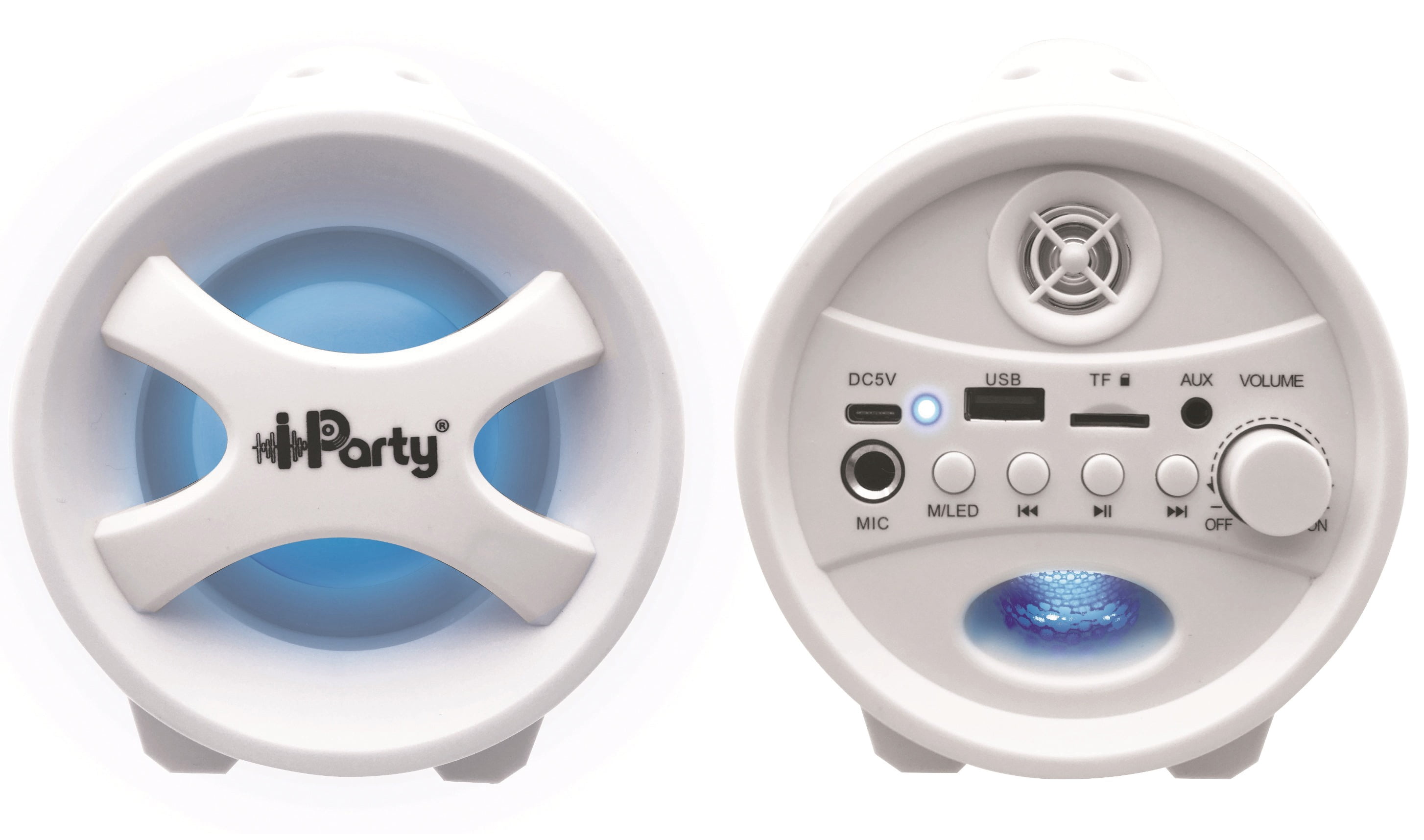 Lexibook iParty Portable Light Speaker with Mic, White