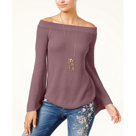 American Rag Juniors Off The Shoulder Sweater Pink 2XL