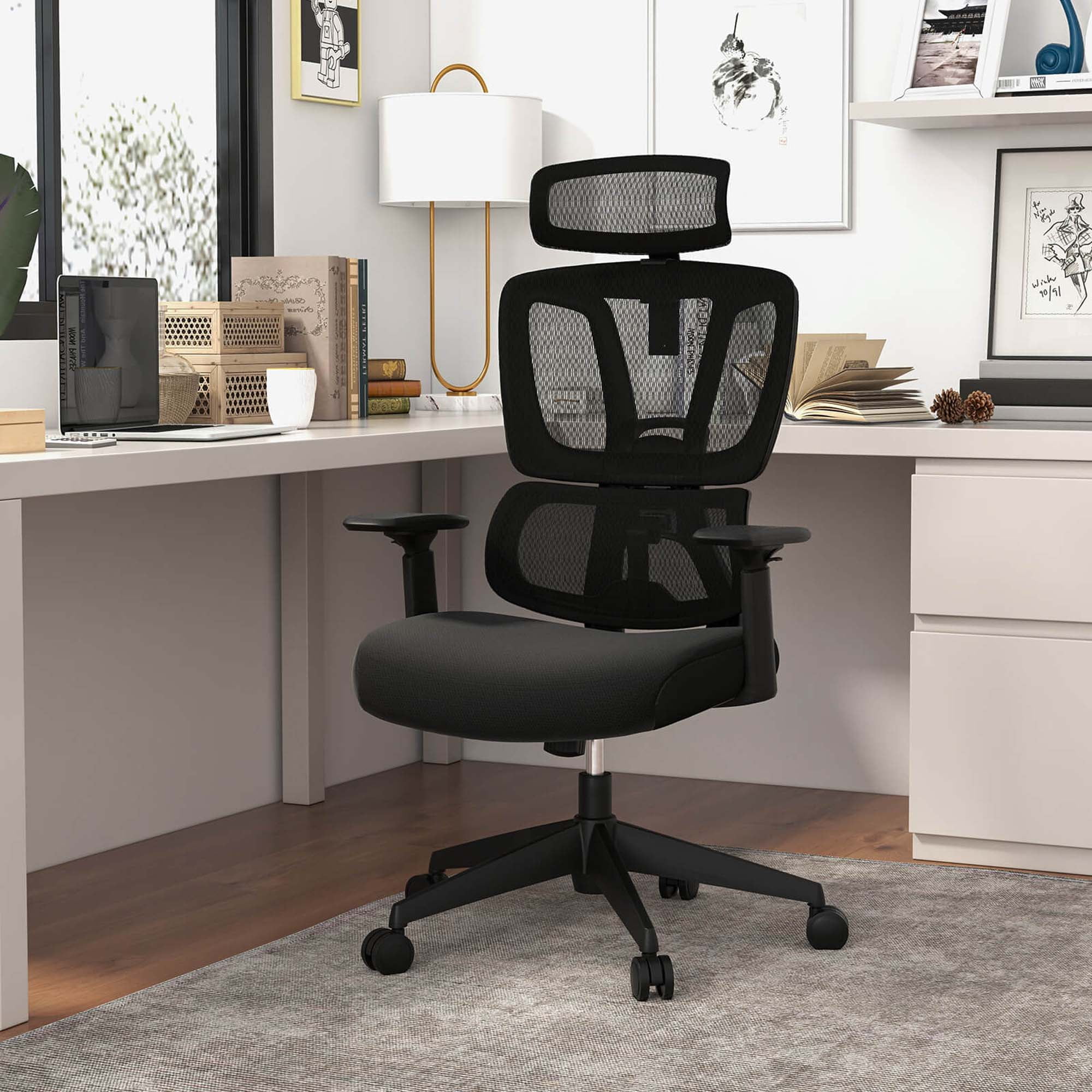 Costway Ergonomic Office Chair Adjustable Desk Chair Breathable Mesh Chair Black