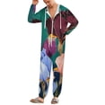 thumbnail image 5 of Iris Floral Art Print Unisex Adult Onesie Pajamas with Pockets for Women Men Hooded Loungewear, 5 of 8