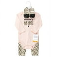 thumbnail image 2 of Hudson Baby Infant Girl Cotton Long-Sleeve Bodysuit, Pant and Shoe Set, Leopard Hearts, Newborn, 2 of 5