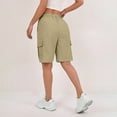 thumbnail image 5 of HKYNLAG Women's Bermuda Short Casual Multi-Pockets Bermuda Cargo Shorts Solid Classic Knee Length Summer Hiking Shorts Khaki M, 5 of 7