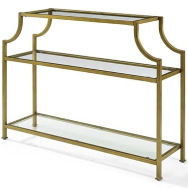 Allora Mid-Century Metal/Tempered Glass Accent Console Table in Gold/Clear