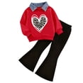 thumbnail image 4 of Enyan Little Girls Outfits for Fall Winter Graphic Tees Long Sleeve+Bell Down Pant Set 2-Pcs, 4 of 4