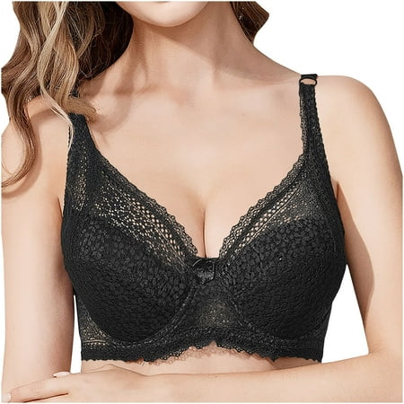 SMihono Mesh Bras for Women Minimizer Bras for Women Full Coverage Smooth Soft Back Smoothing Bra Lace Beauty Back Strap Wrap Plus Size Bras Black 90