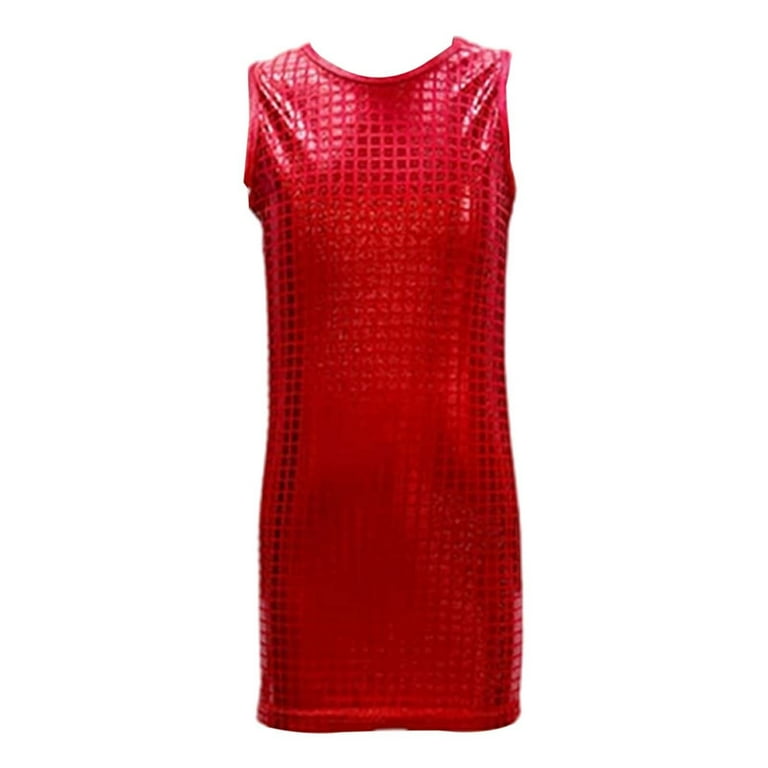 red sequin sleeveless bodycon dress Shinyii Girls Sparkly Sequins Sleeveless Bodycon Dress Party Dance Tank Dress, Sizes 2-15