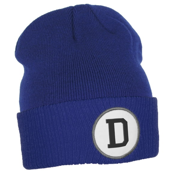 Daxton Custom A to Z Initial Letters Cuff Hat Beanie Warm Knit Skull Cap, Royal Letter D