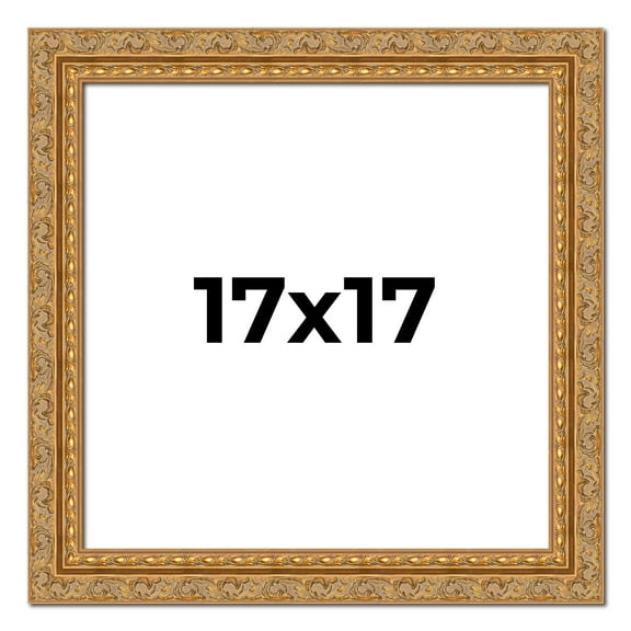 17x17 Frame Gold Ornate Solid Wood Picture Frame | 2 Inch Moulding Width | Firman Traditional Photo