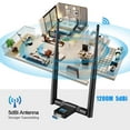 thumbnail image 3 of 1200Mbps Wifi Receiver Wireless USB WLAN Adapter Dual Band Antenna 2.4/5.8GHz for PC, 3 of 6