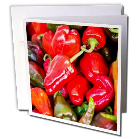 - 3dRose Asia, Bhutan, Thimphu, Chili peppers for sale in market. - Greeting Cards, 6 by 6-inches, set of 12