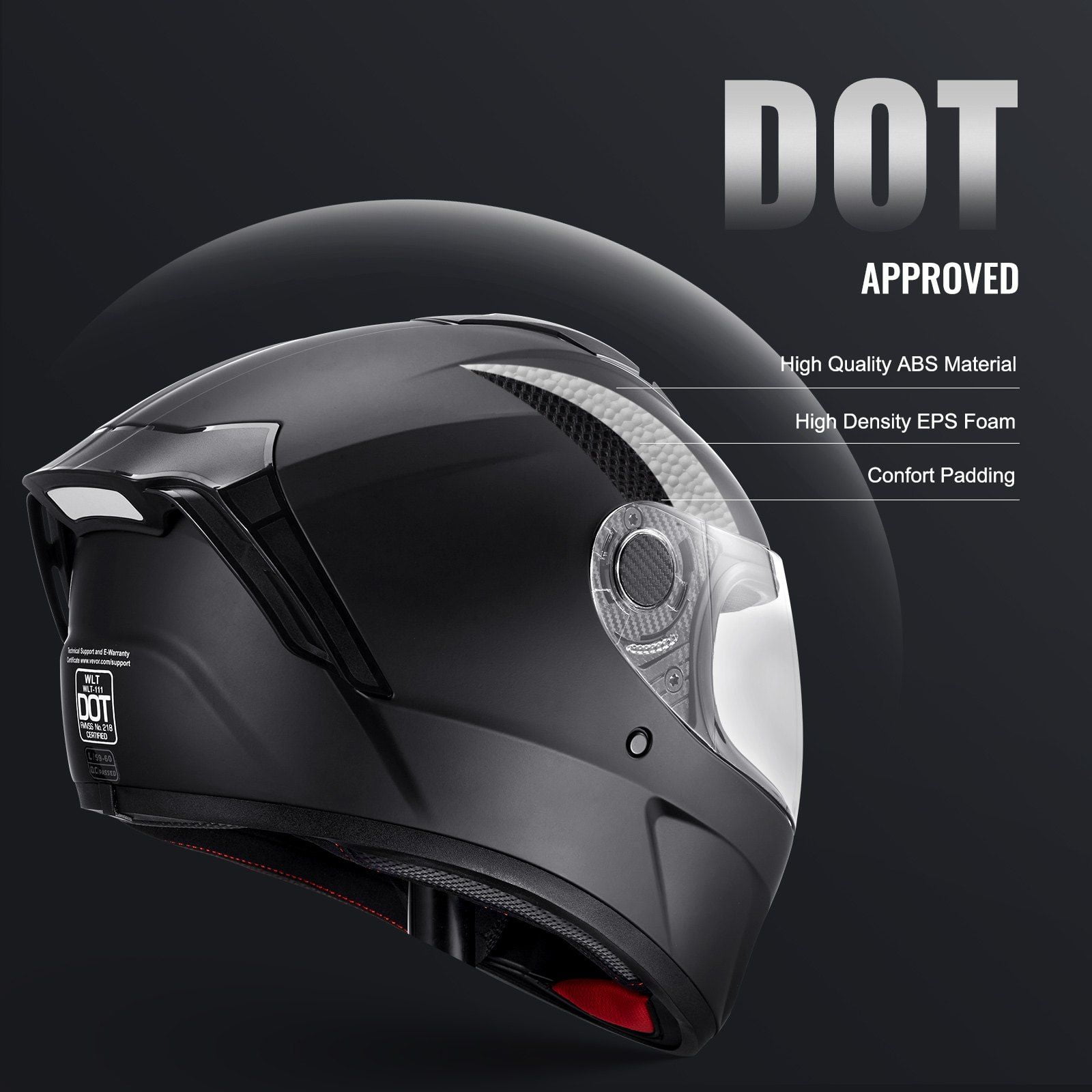 Motorcycle Helmet Full Face Adult Motocross Dirt Bike Helmet with Tinted Clear Dual Visor Detachable Liner DOT Approved Matte Black M