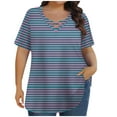 thumbnail image 1 of Tops de Manga Corta de Tamaño Más de las Mujeres, Blusas de Cuello en V Impresas de Verano de Moda para Uso Casual, Diario Y de Fiesta, 1 of 6
