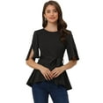 thumbnail image 1 of Blusa Allegra K Media Manga Cuello Redondo Cinturón Peplum Negro L, 1 of 6