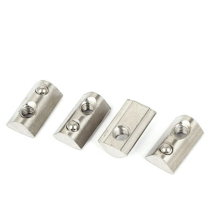 Rohl Nuts - 4pcs M6 40 Series Metal Half Round Roll in T-slot Spring Nut w Ball