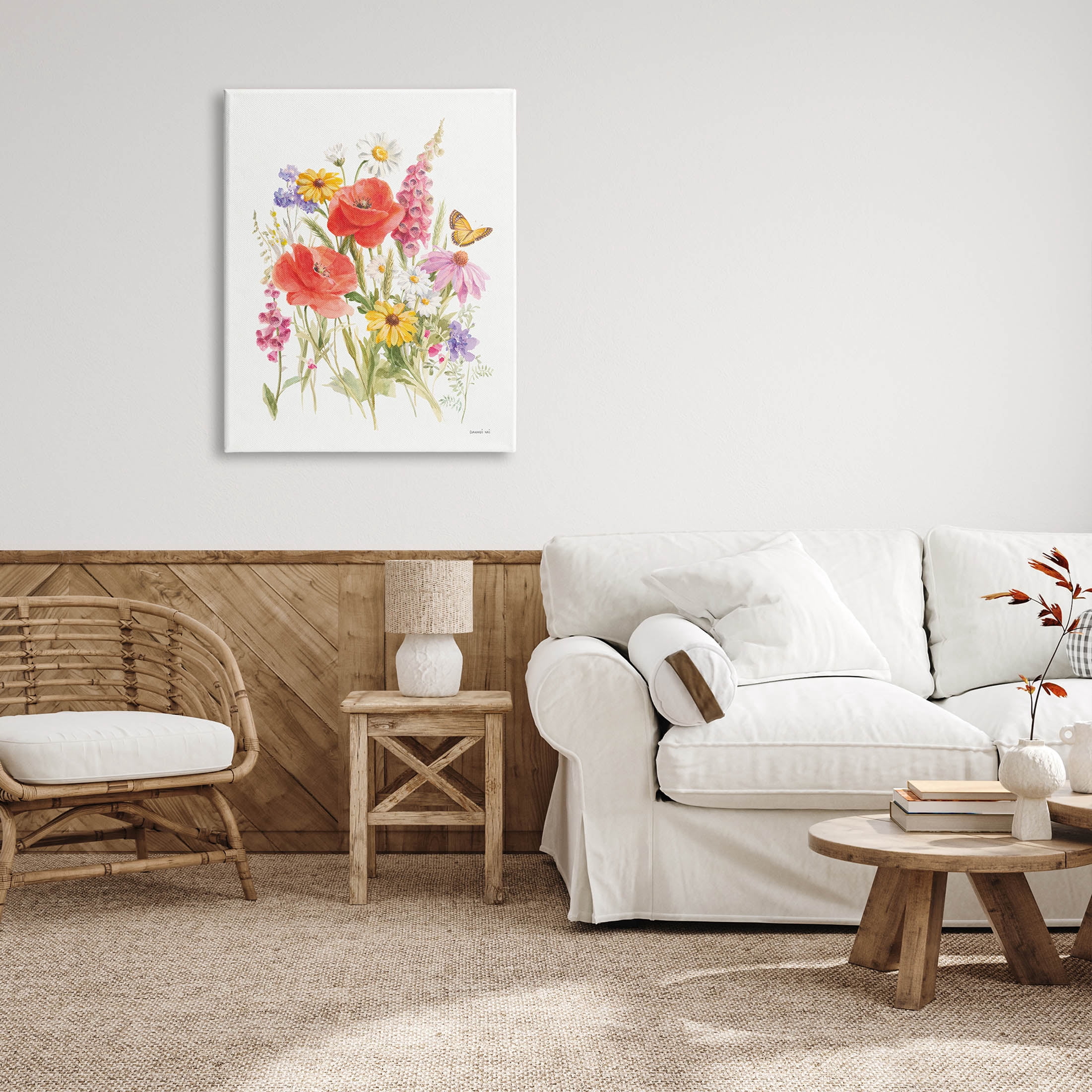Stupell Industries Mixed Flower Arrangement Butterfly Graphic Art Gallery Wrapped Canvas Print Wall Art, Design by Danhui Nai