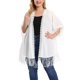 thumbnail image 2 of Women's Plus Size Cardigan Lace Insert Elbow Sleeve Summer Bohemian Cardigans White 1X, 2 of 6