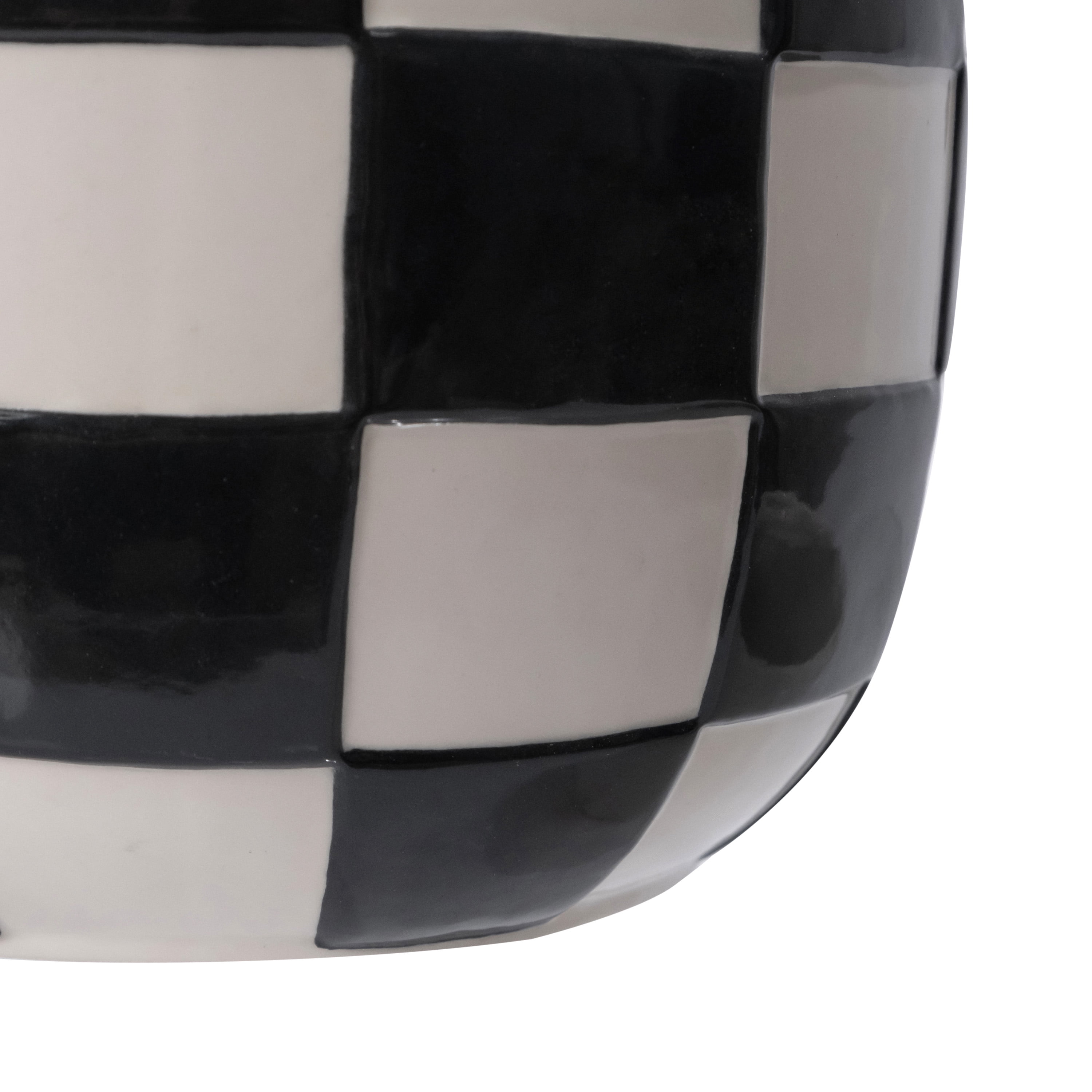 Mainstays Lennon 8.1" x 8.1" x 6" Round Black Checkered Ceramic Planter