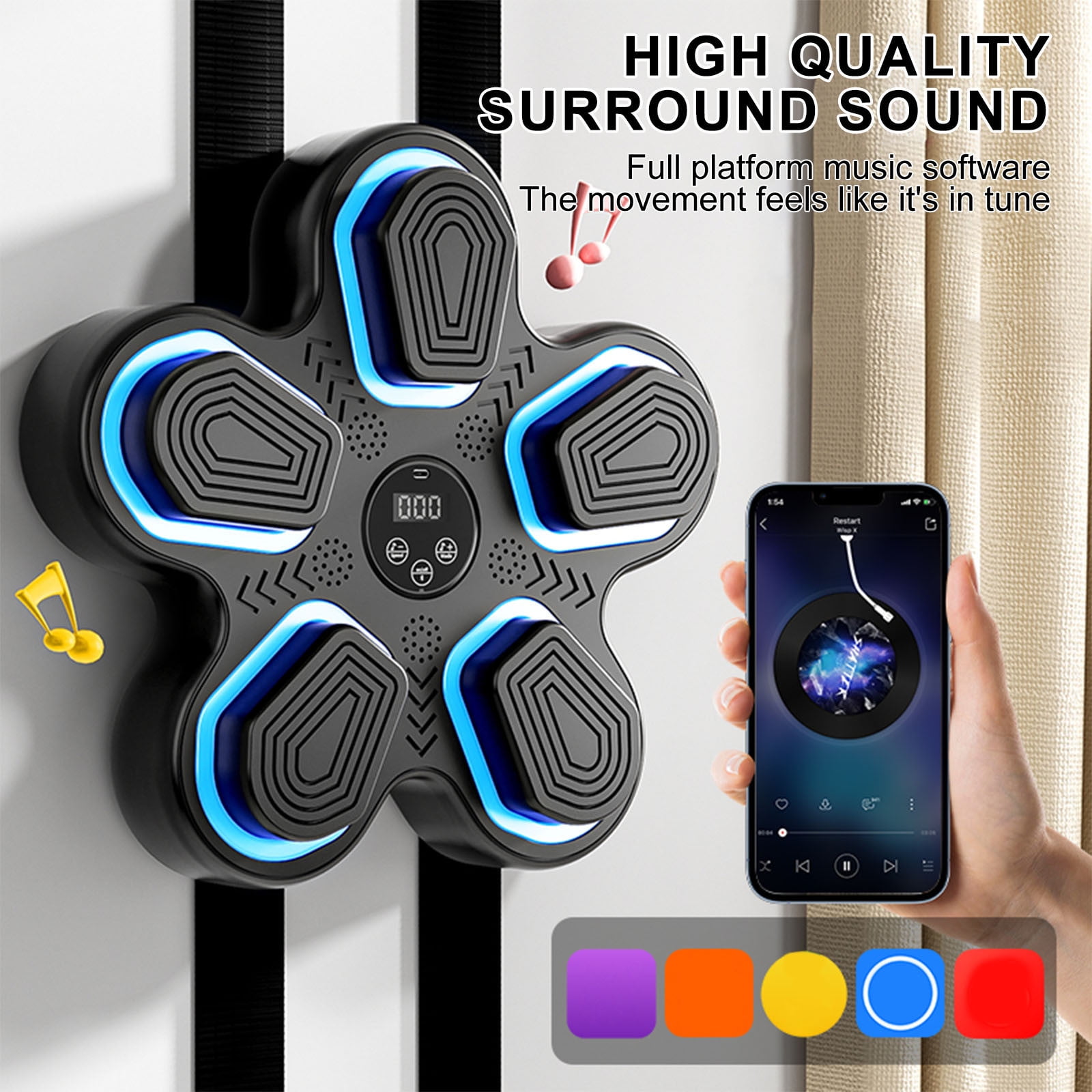 Music Boxing With Gloves for Adults Boxing Wall Mounted Music Smart Bluetooth Boxing Equipment for Home and Gym Training