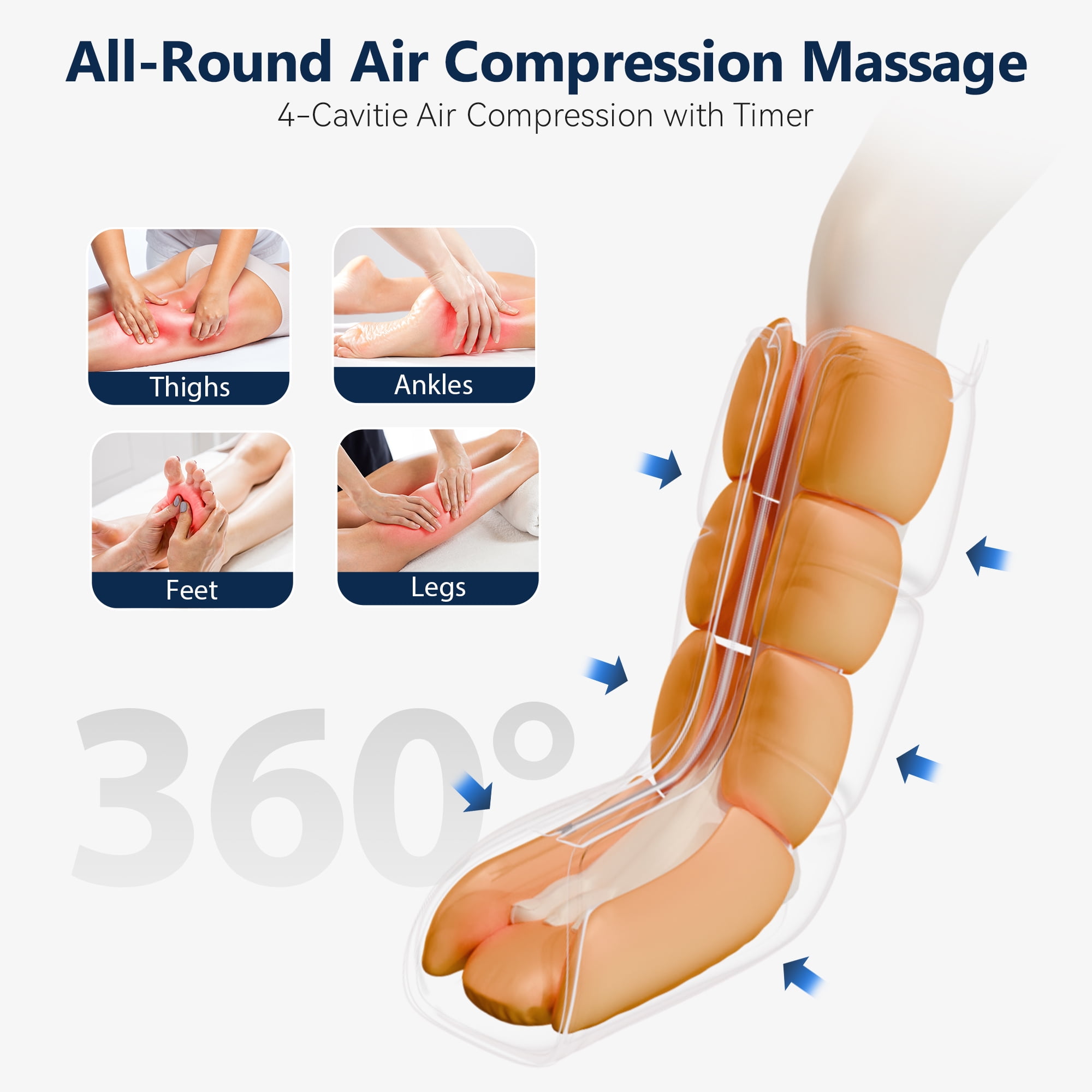 CINCOM Leg and Foot Massager for Circulation, Air Compression Calf Knee Massager, Handheld Controller with Multiple Massage, Leg Wraps Massage Boots for Pain Relief