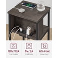 thumbnail image 4 of VASAGLE 3-Tier End Table with Charging Station Side Table with USB Ports and Outlets Nightstand Chestnut Brown and Black, 4 of 6