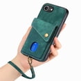 thumbnail image 7 of Dteck Wallet Case for iPhone 16E, Shockproof with Wrist Strap and Card Slot Shell Premium PU Leather Magnetic Anti Scratch Cover, Green, 7 of 7
