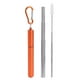 thumbnail image 1 of Kit de cepillo de limpieza de pajitas reutilizables retráctiles de acero inoxidable portátil para picnic naranja, 1 of 12
