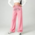 thumbnail image 2 of oqasdz Letter Print Girls Wide Leg Pants Drawstring Trousers for Youth Sports Fashion Versatile Casual Dailywear, 2 of 4