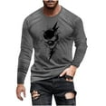 thumbnail image 2 of Zylanna Men's Long Sleeve T-Shirts, Halloween Print Crew Neck Loose Activewear Casual Tops for Men Gray, 2 of 5